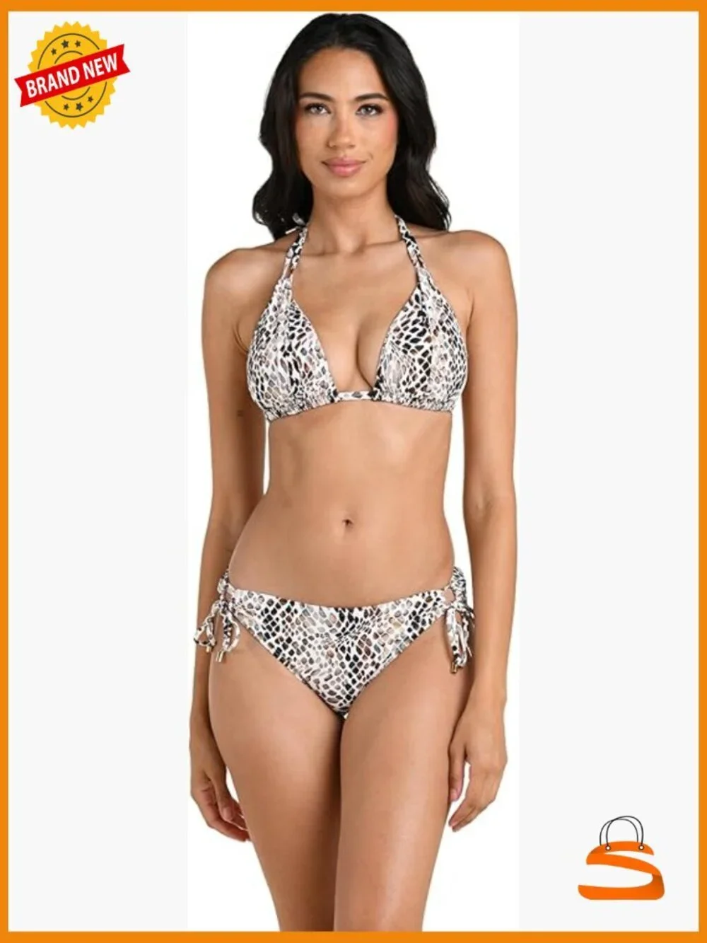 Size 10 Halter Bikini Top Adjustable Straps Molded Cups Nylon Blend